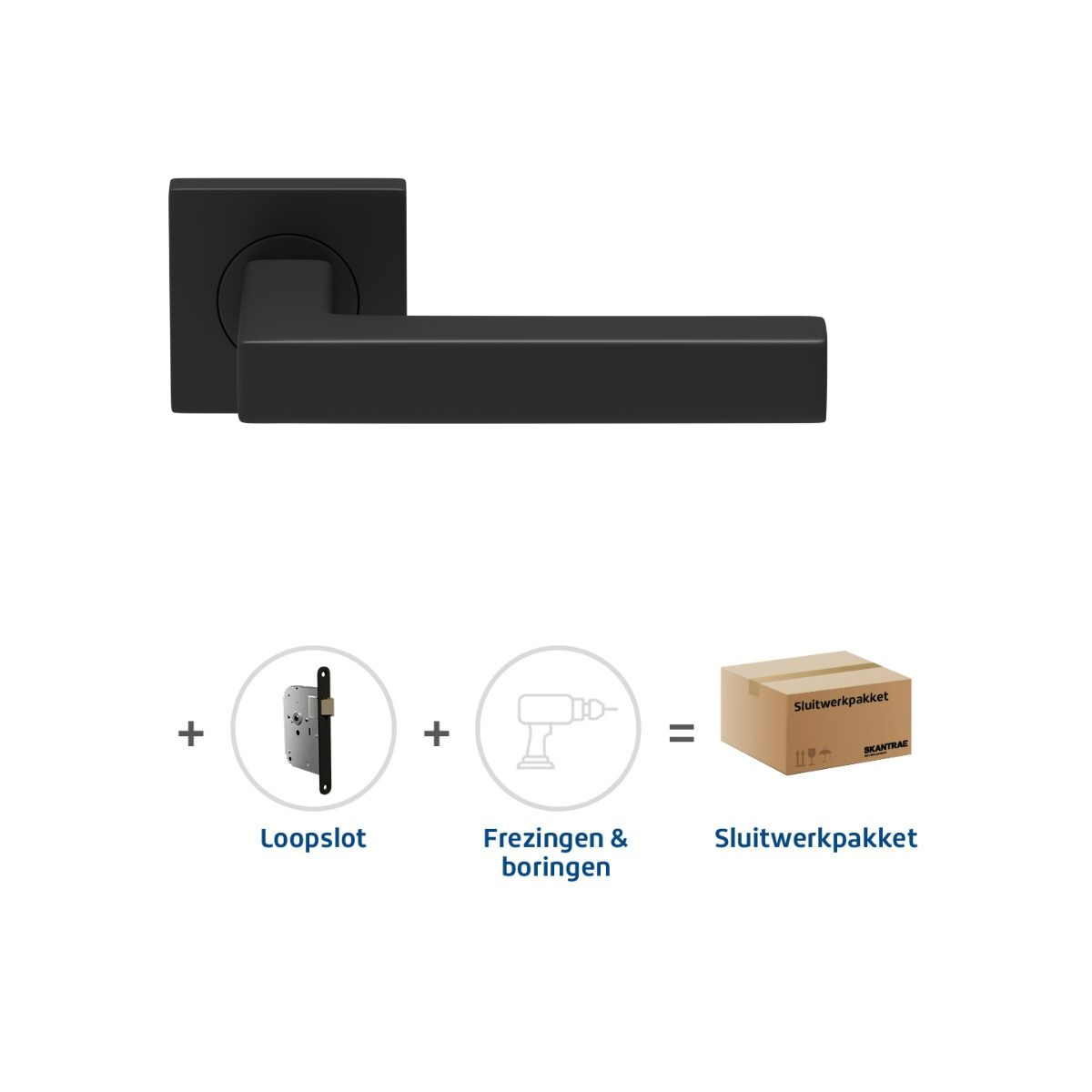 Sluitwerkpakketten met Deurkruk Squared 16 Regular Zwart